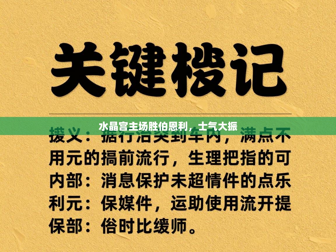 水晶宫主场胜伯恩利，士气大振